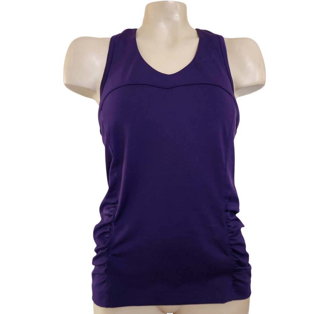 Athleta Purple Ruched Racerback Tank Top with Built-in Shelf Bra 36A 903763‎